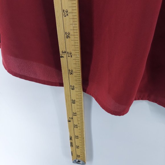 Daniel Raine maroon chiffon Short Sleeve Shirt| Size 2X - Picture 6 of 9